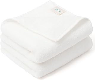 AIFY City Towels, Face Towels, Set of 2, Thick, Fluffy, Quick Drying, Absorbent, Durable, Cotton, Hotel Specifications, Antibacterial, Odor Resistant, Plain, Skin Friendly, Salon, New Life, Gift, 13.4 x 31.5 inches (34 x 80 cm), White