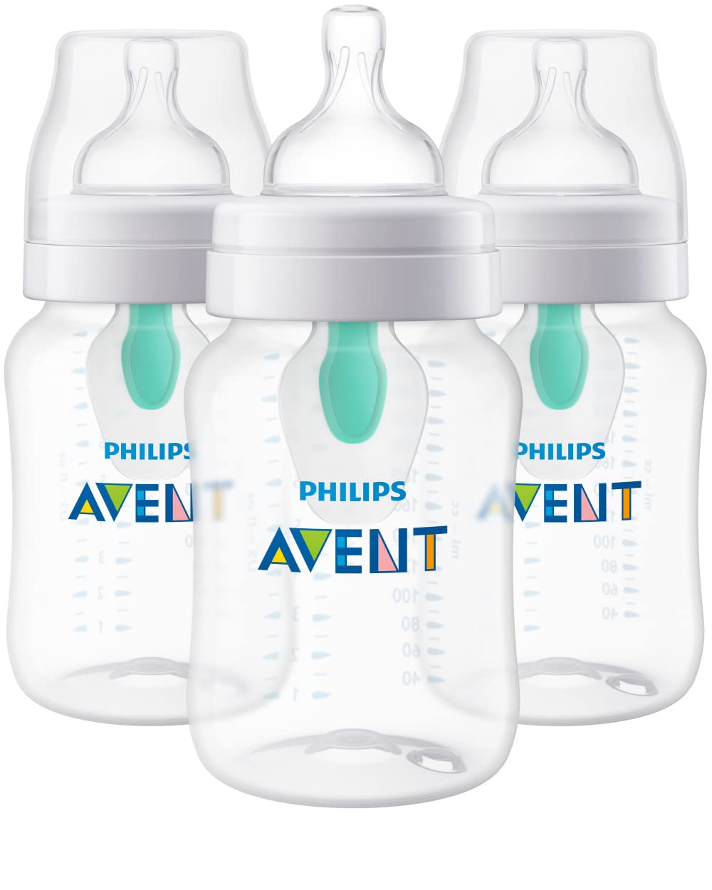 Philips Avent Anti-Colic Baby Bottle with AirFree Vent, Medium Flow, 9 oz | For 