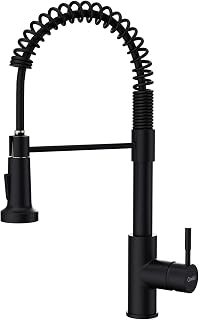 GIMILI Black Kitchen Faucet with Pull Down Sprayer,Commercial Single Handle Spring Kitchen Sink Faucets, Robinet de Cuisine Noir