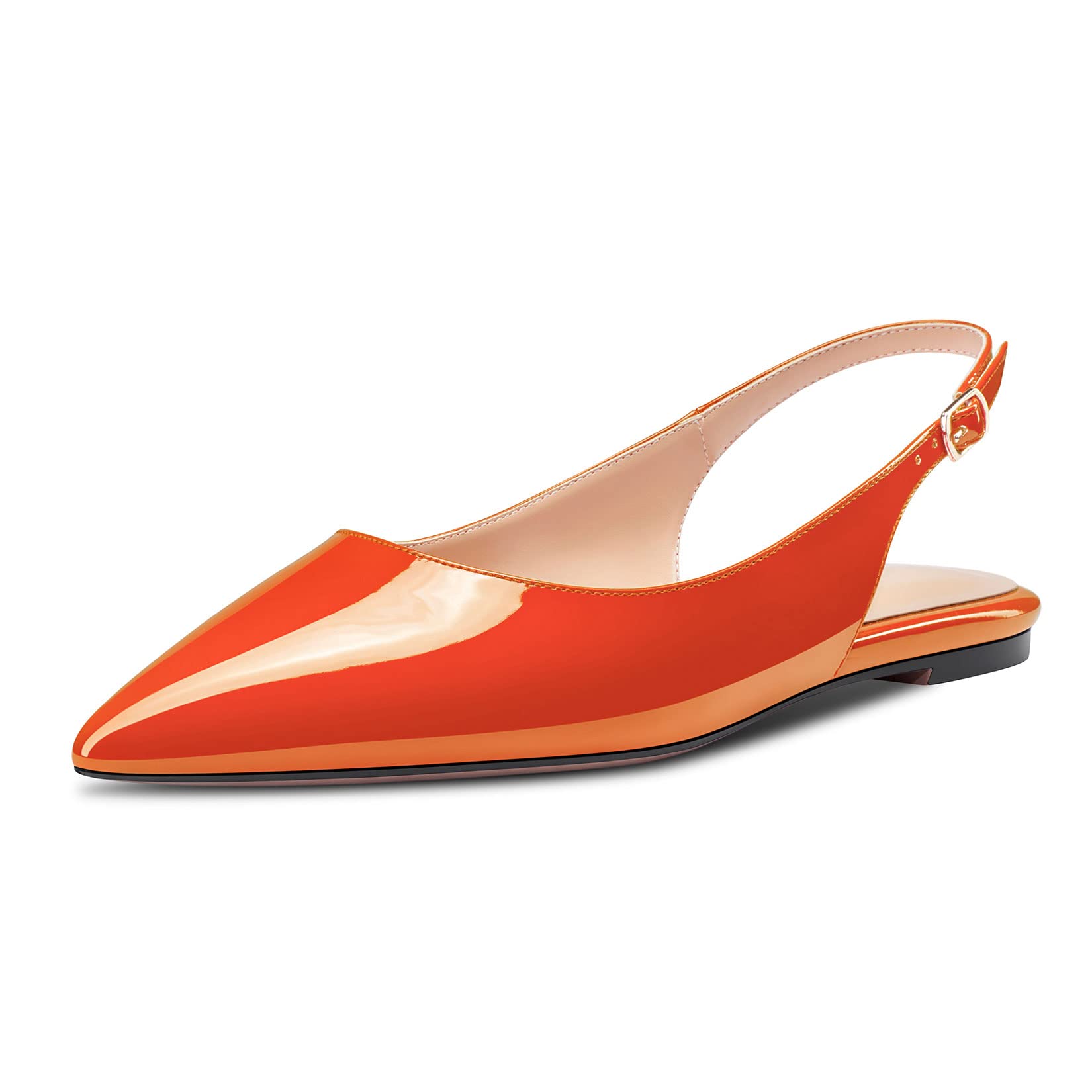 HDEUOLM Women's Flat Shoes Low Kitten Heel Lace Pumps Slip-on Slingback Office S