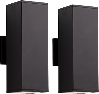 mirrea 14" Modern Outdoor Porch Light, Oil Rubbed Bronze, 2 Lights, 2 Pack