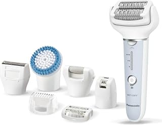 Panasonic ES-EY90 Wet and Dry Epilator, Double Disc with 60 Tweezers, Flexible 90° Swivoting Head, 3 Speed Settings and LED Light, 30 Minutes Operation, Razor Head