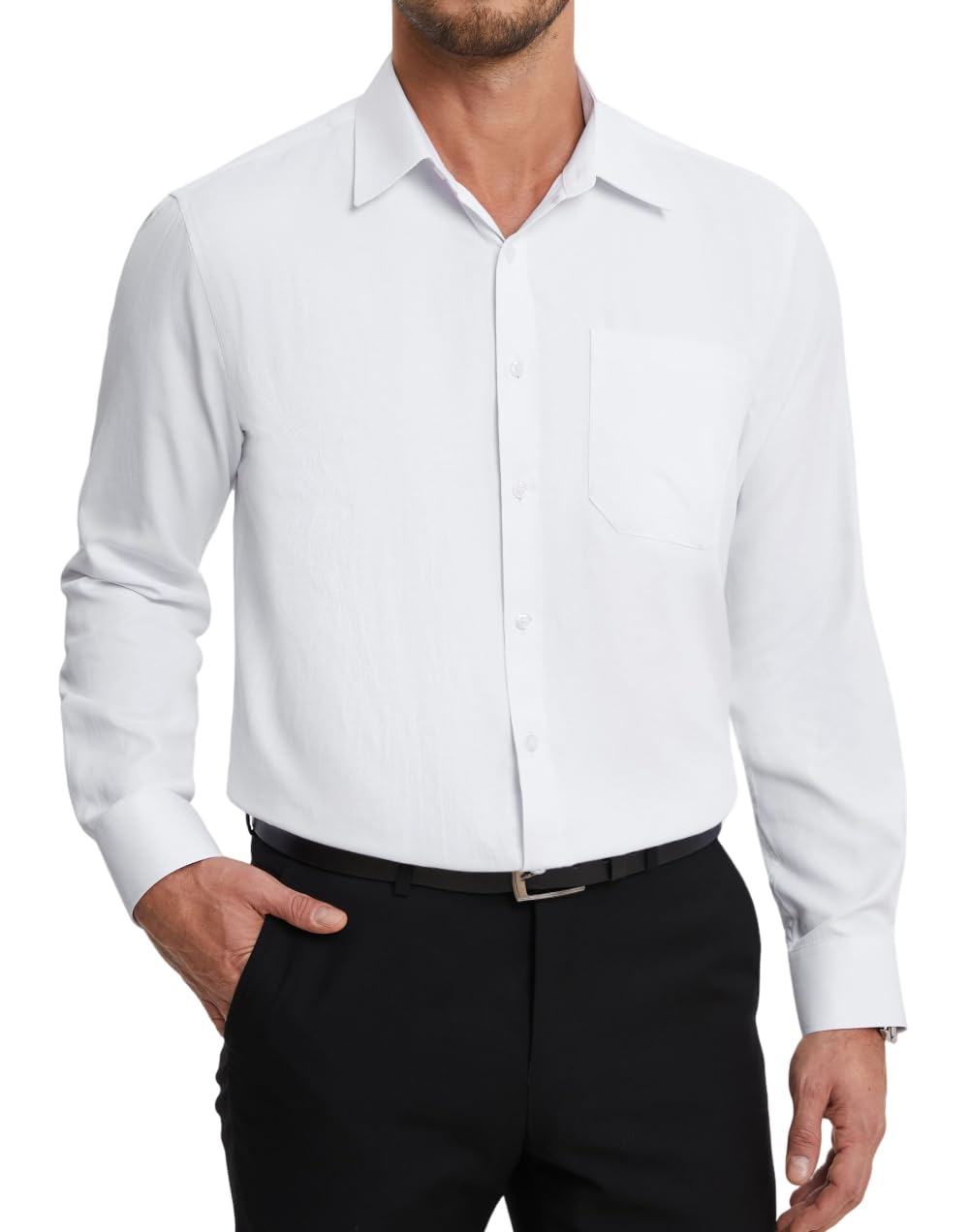 HISDERN mens dress shirts long sleeve button down casual mens contrast inside fo