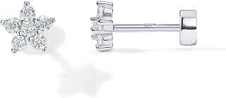 PAVOI 14K Gold Plated CZ Flat Back Earrings for Women, Cartilage Studs