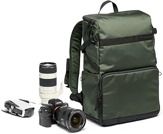 Manfrotto Street Slim Photography Backpack for Mirrorless and Reflex Camera, Front and Rear Access, Removable Camera and Laptop Inserts, Compact Backpack for Photography Accessories, Colour Green