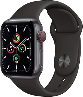 Apple Watch SE (GPS + Cellular, 44mm) - Space Gray Aluminum Case with Black Sport Band (Renewed)