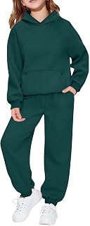 Kids Tracksuit 2 Piece Outfits Oversized Hoodie with Front Pocket and Joggers Plain Suits Casual Sweatshirts Sweatpants Clothing Sets Y2k Activewear Track Suit for Teens Girls Boys