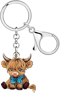 Cute Highland Cow Keychain Accessories Western Gifts for Women Girls