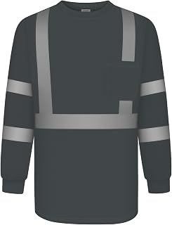 TCCFCCT Safety Shirts for Men Reflective Class 3 Long Sleeves High Visibility Shirts, Hi Vis Shirts for Men Women, Construction Work Shirts, Breathable, LC-Dark Grey S