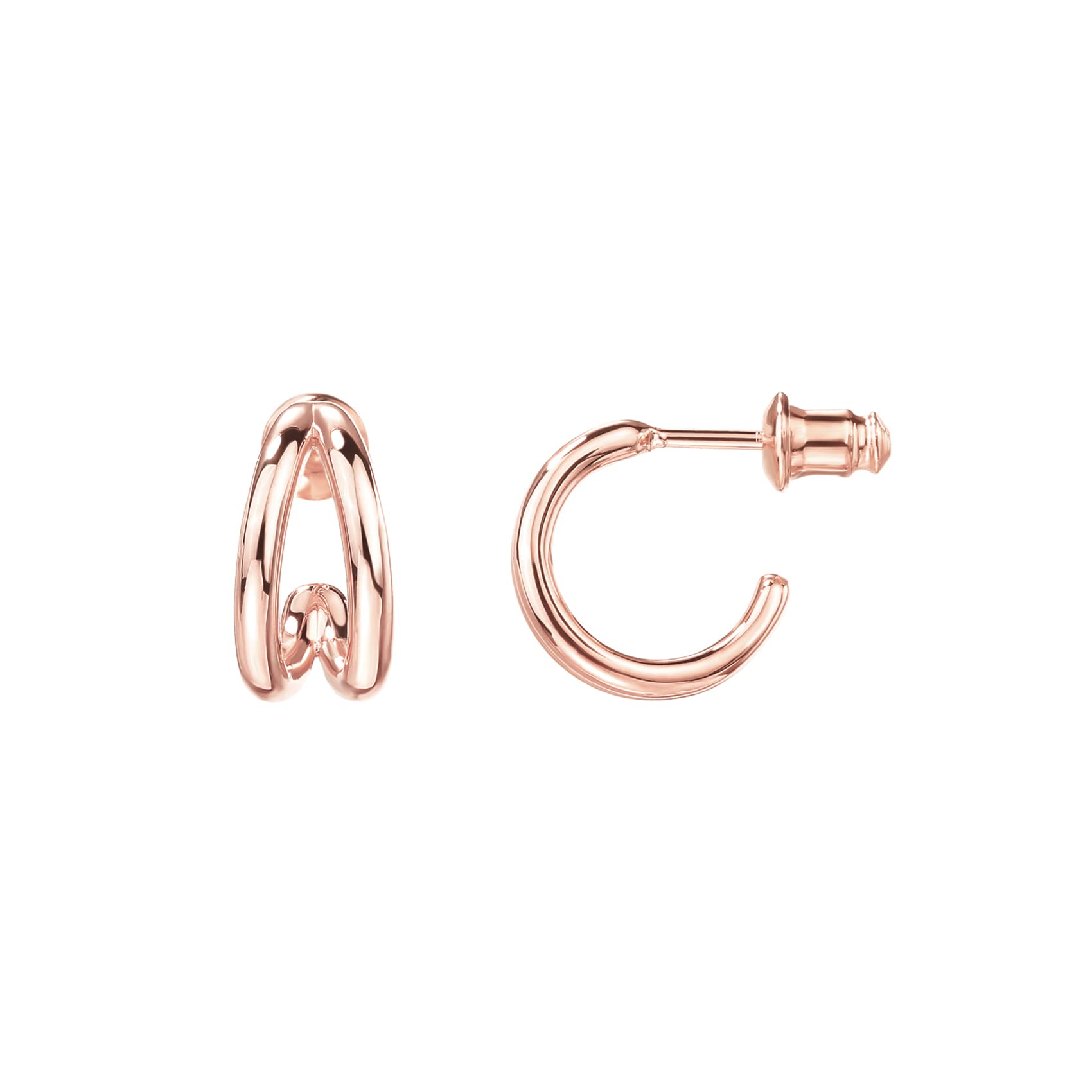 PAVOI 14K Gold Plated Split Huggie Hoop Earrings for Women, Hoop Earrings