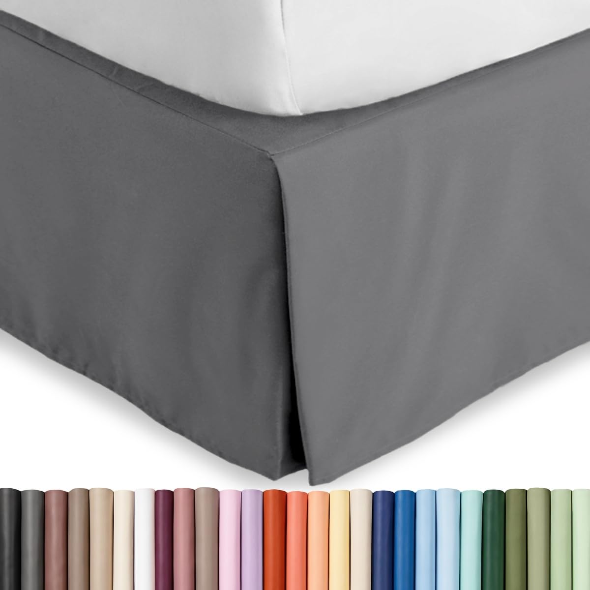Bare Home Bed Skirt 15-Inch Drop 1800 Ultra-Soft (Queen, Grey) | Easy Fit, Cente