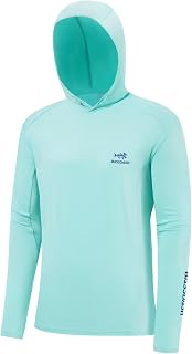 Bassdash Men’s UPF 50+ Drawstring Fishing Hoodie Shirts UV Sun Protection Long Sleeve Outdoor Hiking Hooded T-Shirts FS33M