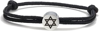 Dreamtimes Handmade Star of David Nautical Bracelet with Jewish Stainless Steel Hexagram Pendant Star of David Lucky Protection Jewelry for Women Men