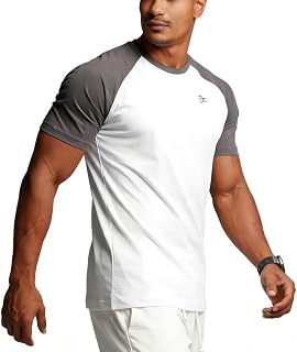 Men's Cotton Short Sleeve Raglan Crew Neck Gym Workout Athletic Tee