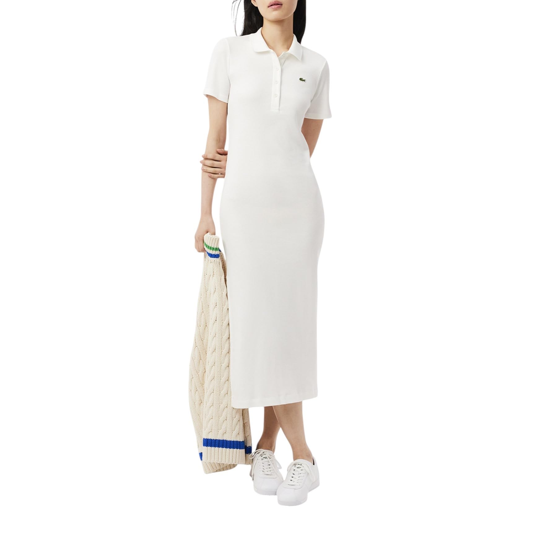 Lacoste Women's Long Ribbed Cotton Polo Dress