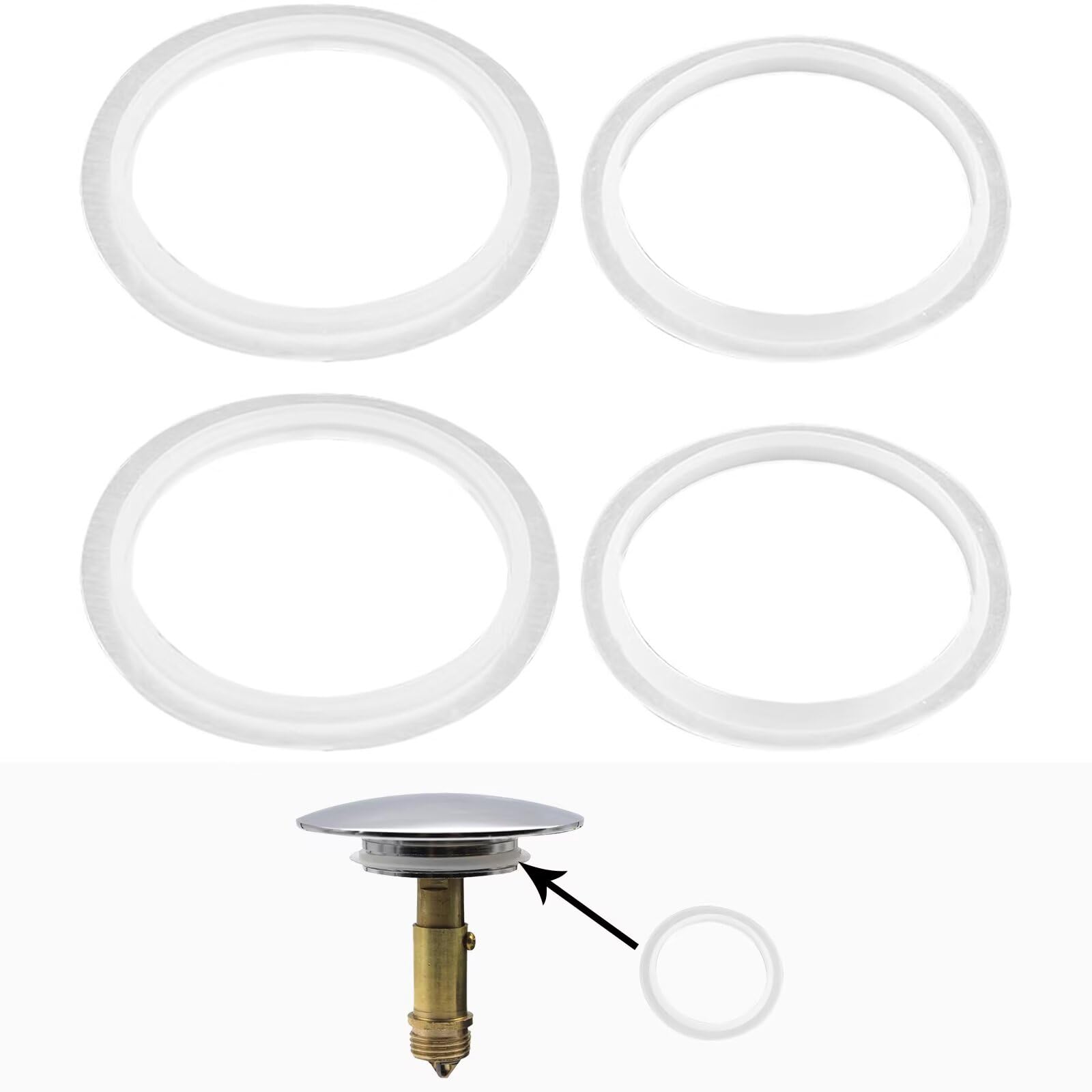 4PCS O-Rings Seal Rubber Gasket, Bathroom Sink Drain Plug Stopper Silicone Seal 
