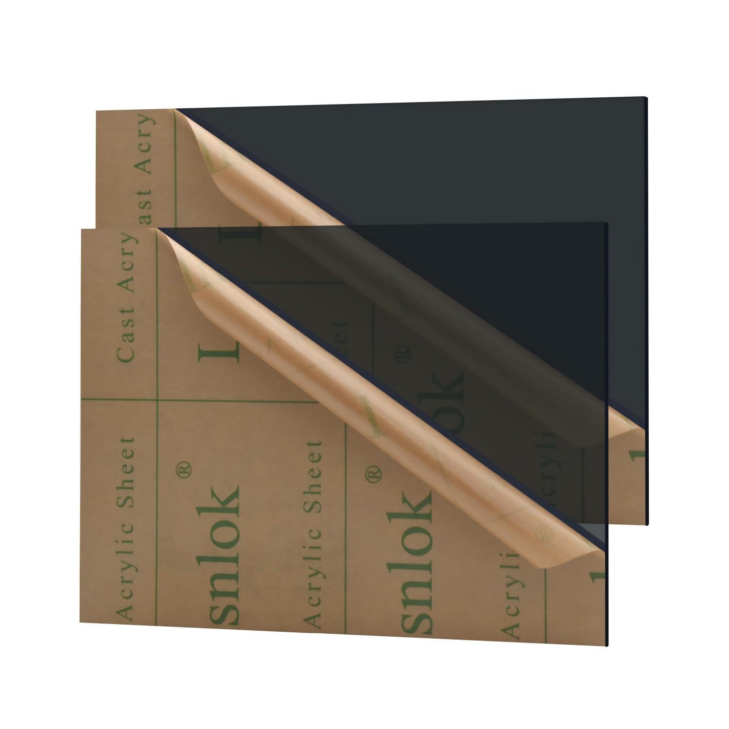 Lesnlok Black Transparent Acrylic Sheet 1/8 inch Thick 3mm 2 Pieces 8 x 12 Black