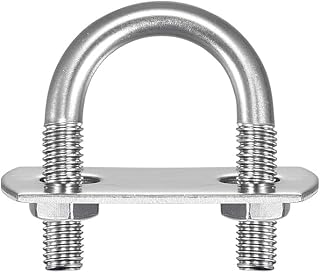M6 304 Stainless Steel Round U-Bolt Inner Width 20mm Length 36mm Stainless Steel with Nuts Washers Plates for Boat Trailer