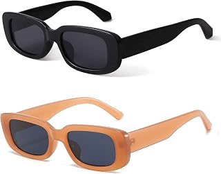 BUTABY Rectangle Sunglasses for Women Retro Driving Glasses 90’s Vintage Fashion Narrow Square Frame UV400 Protection