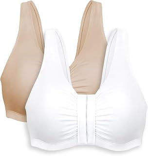 Bestform 5006014 Comfortable Unlined Wireless Cotton Stretch Sports Bra with Front Closure