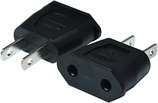 Socket Plug Adapter Europe EU Euro to US Travel Charger, Black, 2PCS | AC Power Converter