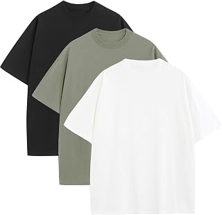 Men's Oversized T-Shirts Heavyweight Cotton Tee Crew Neck Short Sleeve T Shirts Loose Fit Basic Essential Soft Classic Tees