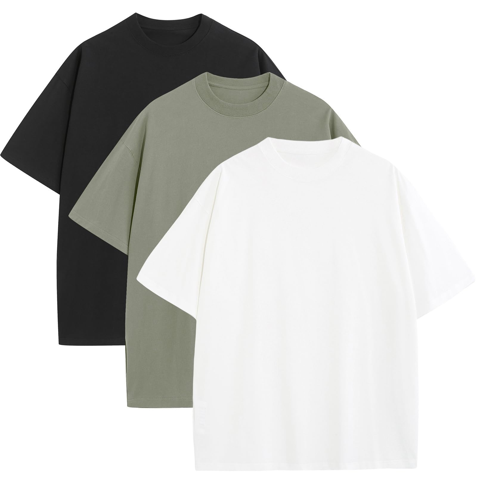 Men's Oversized T-Shirts Heavyweight Cotton Tee Crew Neck Short Sleeve T Shirts 