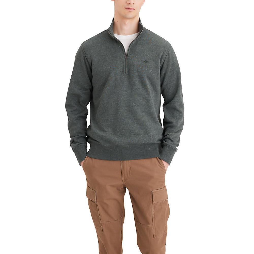 Dockers mens Regular Fit Long Sleeve 1/4 Zip Fleece Sweatshirt