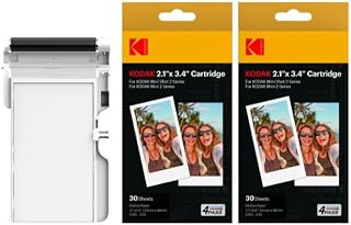 KODAK 4PASS 2x3” Cartridge Refill, 60 Sheets, Mini 2 & Mini Shot 2 | Compatible with Mini 2 Retro/Era & Mini Shot 2 Retro/Era, Water, Fingerprint, Fade Resistant