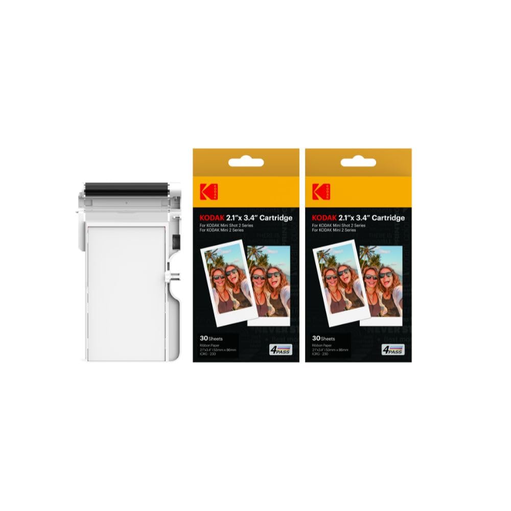 KODAK 4PASS 2x3” Cartridge Refill, 60 Sheets, Mini 2 & Mini Shot 2 | Compatible 