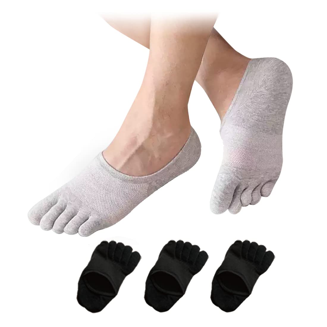 Lino Ulu 5-Pair Set x 5-Toe Socks x Slightly Deep Fit [Non-Slip x Odor Control x