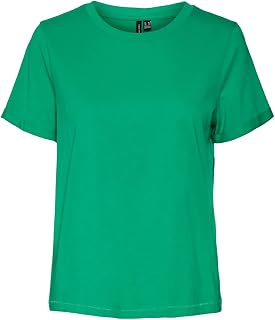 VERO MODA Basic Crewneck T-Shirt with Pleat to the Sleeves.