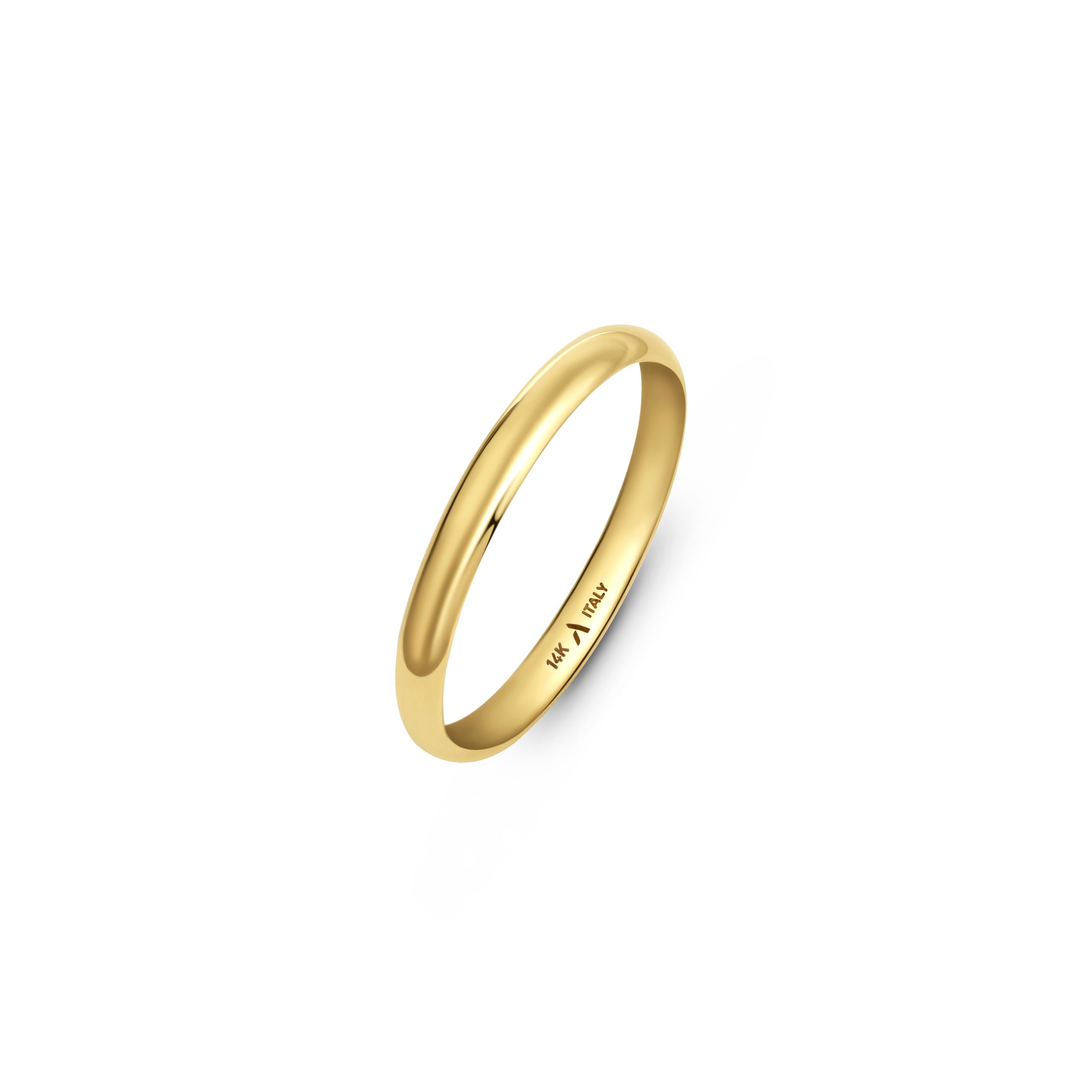 Amberta Solid Italian 14K Gold Wedding Bands for Women Men | Real 14K Gold Weddi