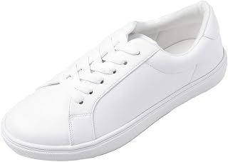 Feversole Women's Featured PU Leather Lace-Up Sneakers, Star Lace Up Sneakers in PU Leather for Women