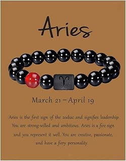 12 Constellation Stretch Bracelets for Men Women Natural Round Stone Beads Bracelet for Birthday Jewelry Gift, 2.36inch