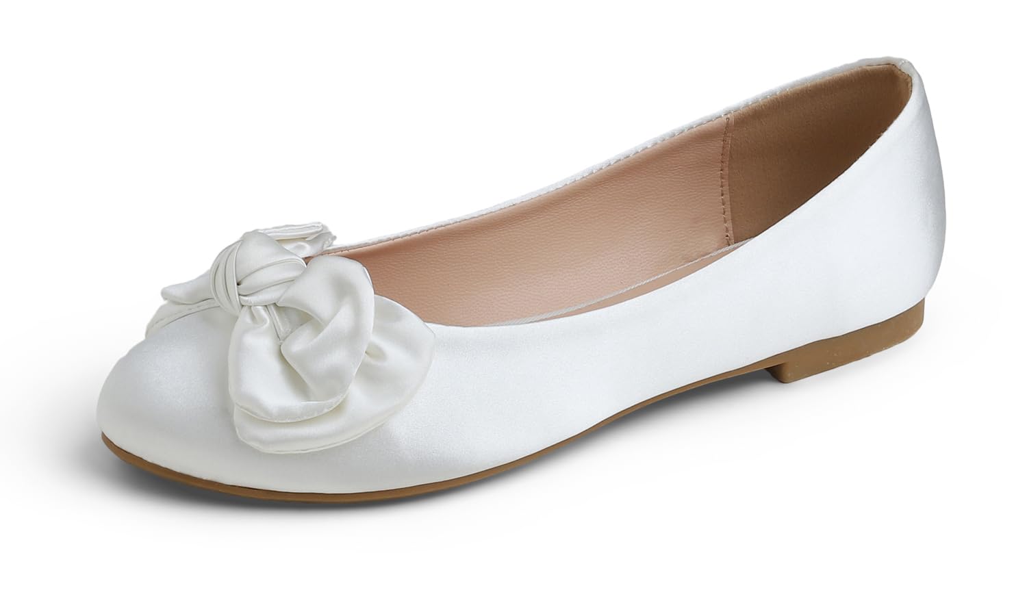 Feversole Women's Round Toe Cute Bow Trim Ballet Flats, Round Toe Flats Decorate