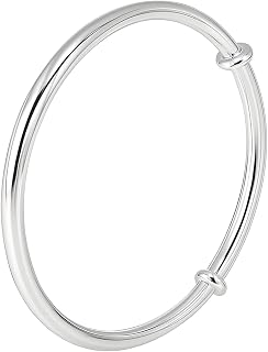 999 Pure Silver Adjustable Bangle Bracelet for Women, Push Pull Design (5.5"–7.5"), Classic Elegant Handmade Minimalist Jewelry, Gift for Mom, Wife, Girlfriend