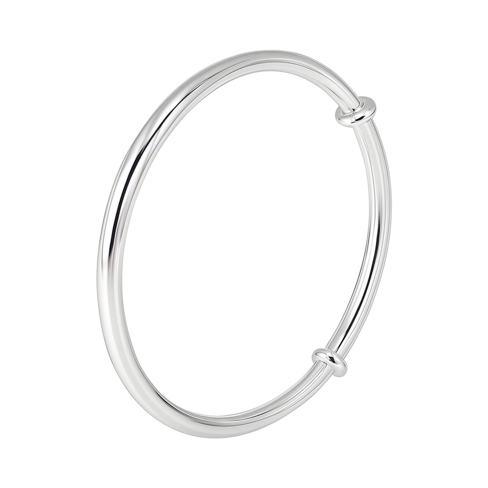 999 Pure Silver Adjustable Bangle Bracelet for Women, Push Pull Design (5.5"–7.5