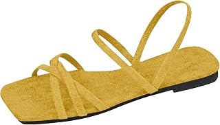 Sandals Women's Flat Square Toe Cap Toe Free Shoes Women's Summer Sandals Elegant Classic Basic Summer Shoes for Women Holiday Casual Beach