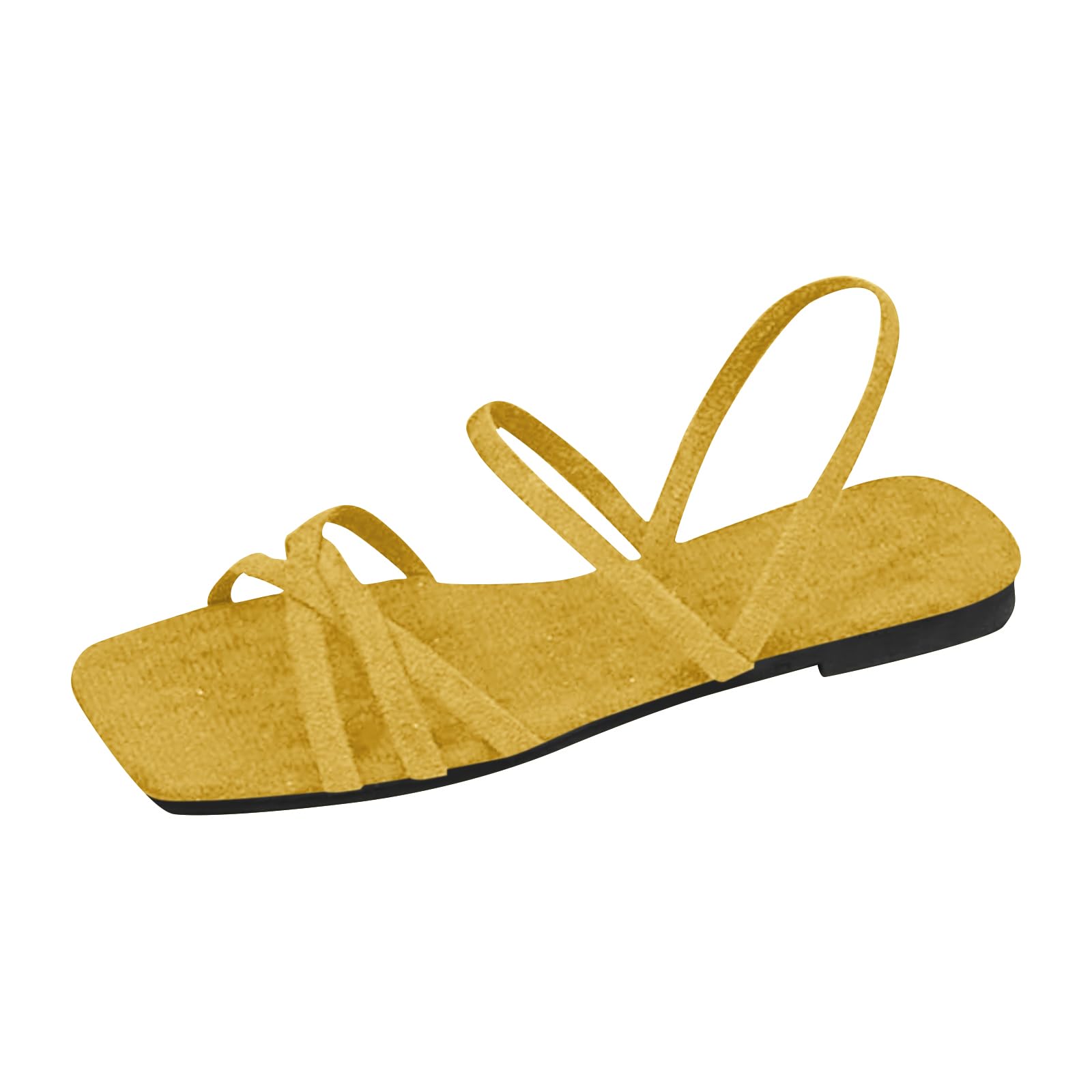 Sandals Women's Flat Square Toe Cap Toe Free Shoes Women's Summer Sandals Elegan