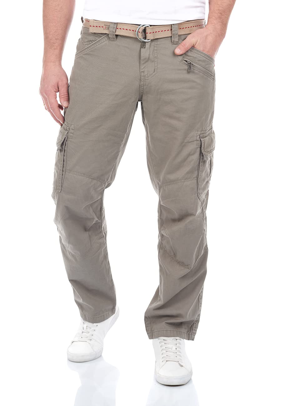 Timezone BenitoTZ Men's Cargo Jeans Trousers, Loose Fit Cargo Trousers, Fabric B
