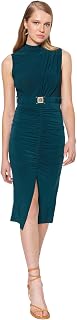 Trendyol Women's Straight Midi Zero Sleeve Day Night Slim Dress