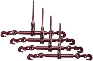 Mytee Products 4 Pack 5/16"-3/8" Heavy Duty Ratchet Chain Binder w/Grab Hooks 5,400 Lbs Working Load Limit | Tie Down Hauling Chain Binders for Flatbed Truck Trailer