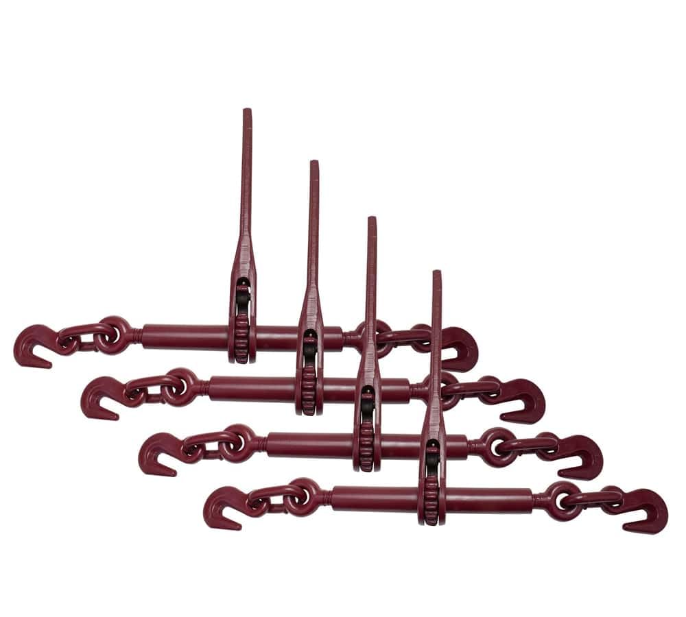 Mytee Products 4 Pack 5/16"-3/8" Heavy Duty Ratchet Chain Binder w/Grab Hooks 5,