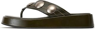 Goolita Women's Platform Flip Flop Sandals Metal Studs Round Toe Thong Sandals Summer Comfortable Casual Beach Slide Sandals
