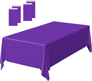 4 Pack Purple Plastic Tablecloth Disposable Table Covers Rectangle Purple Tablecloths for Birthday Baby Shower Wedding Birthday Halloween Party Rectangular Table Cloth Disposable