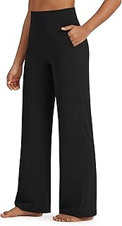 G4Free BareFeel Women's Wide Leg Yoga Pants with Pockets High Waist Comfortable 29" 31" 33"