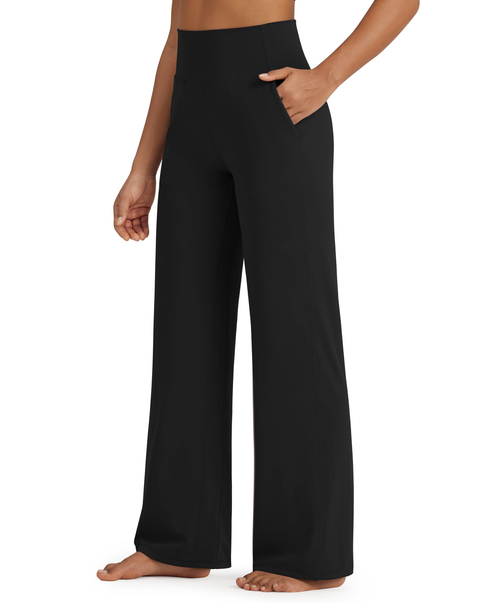 G4Free BareFeel Women's Wide Leg Yoga Pants with Pockets High Waist Comfortable 