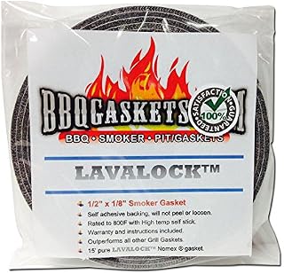 1/2" x 1/8" LavaLock High Temp BBQ Gasket Smoker Seal for Nomex Door Lid, Self Stick Grey