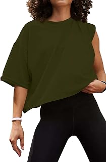BLMFAION Oversize Workout Crop Tshirt Tops Soft Gym Loose Fitted Tops